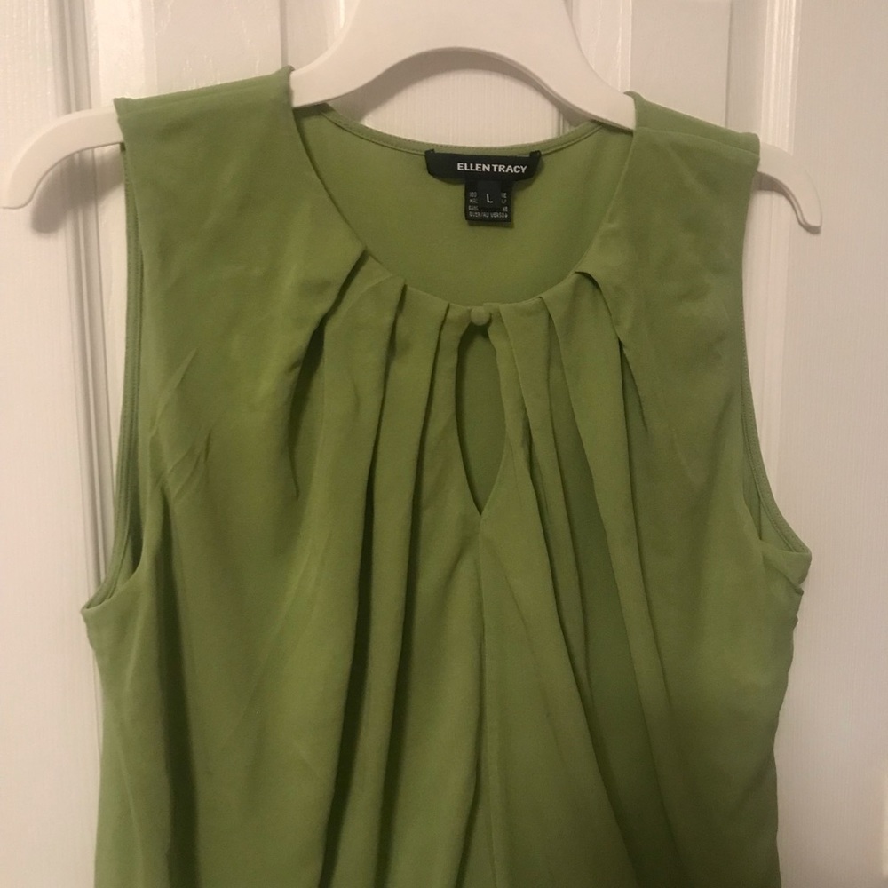 Ellen Tracy lime green 💯% Silk tank top - Picture 3 of 11